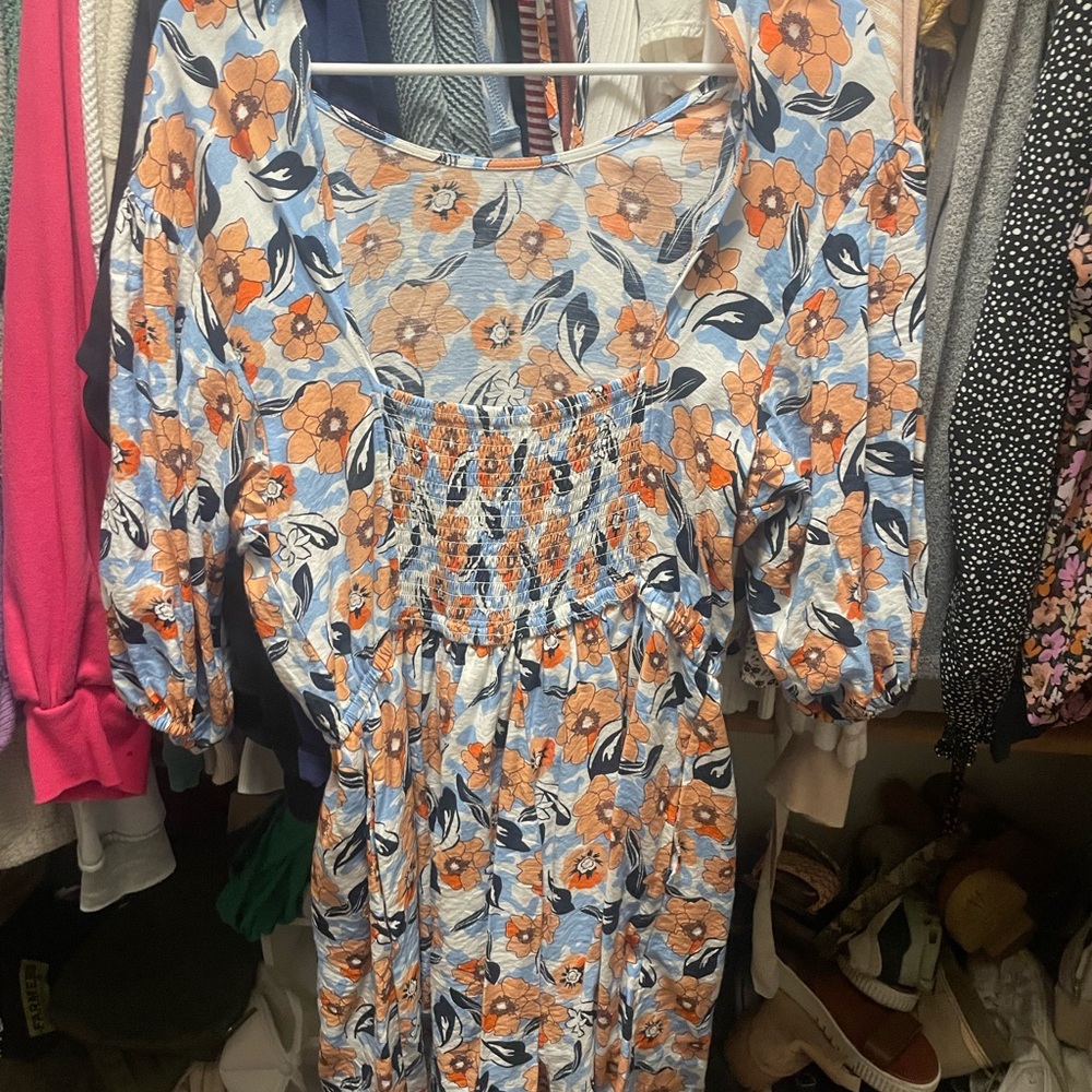 MELLODAY Blue Puff Sleeve Sundress